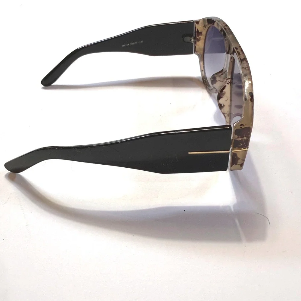 Oversized Shield Aviator Sunglasses Marble Tortoise Gradient Lens M6154 Gold T